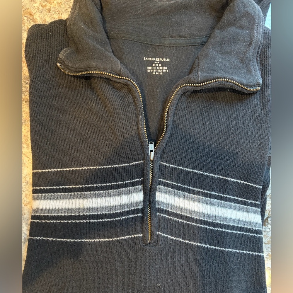 Vintage Banana Republic Black XL Men's Sweater 1/4 zip